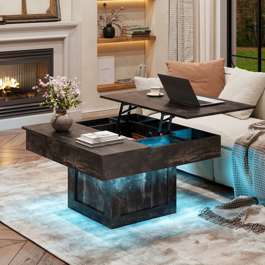 LED Lift Top Coffee Table With Storage