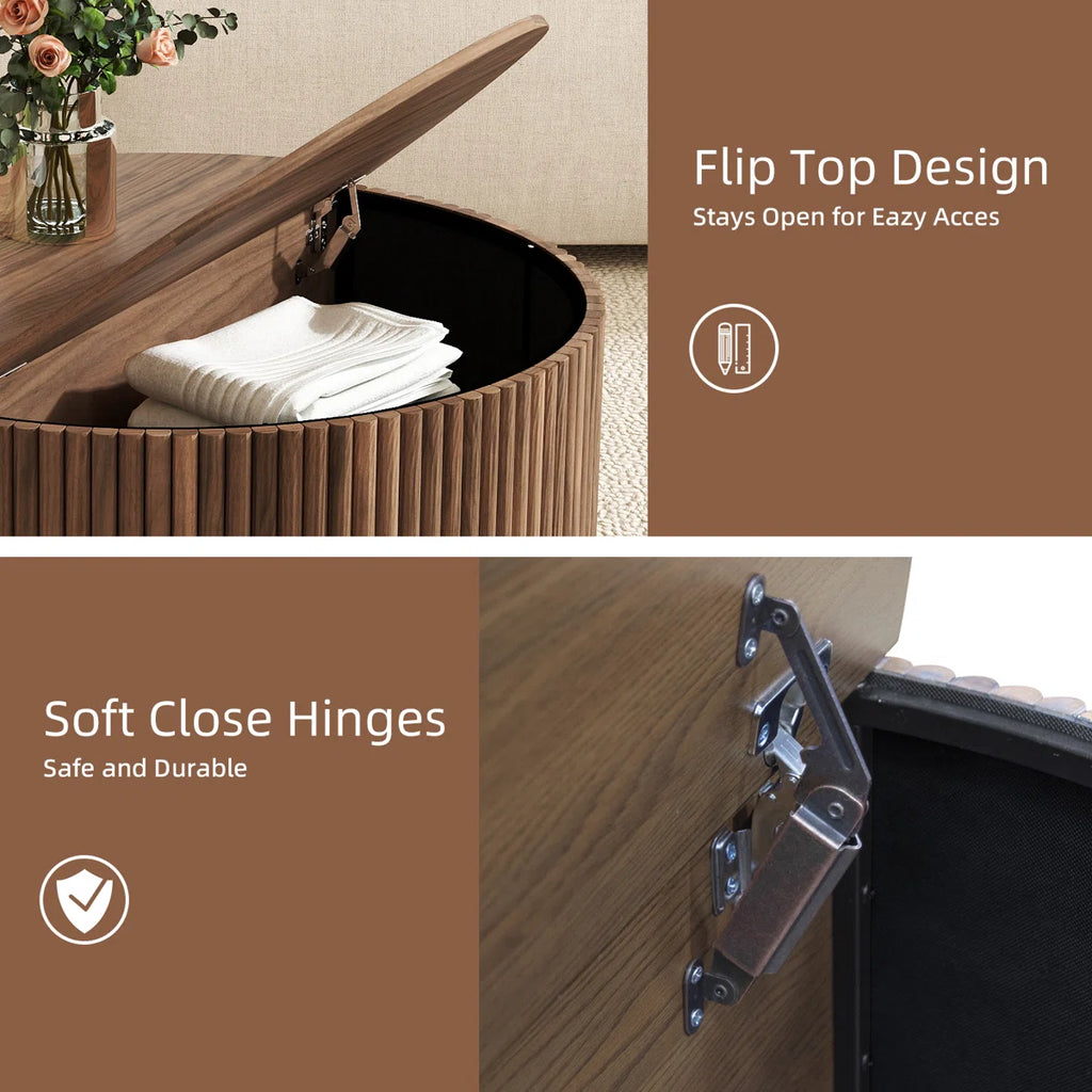 Mid Century Modern Round Coffee Table With Storage