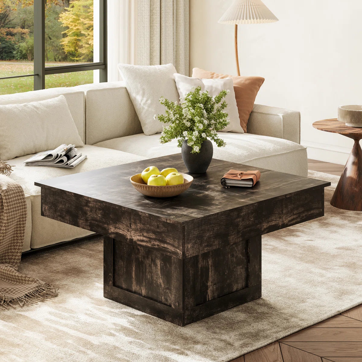 LED Lift Top Coffee Table With Storage