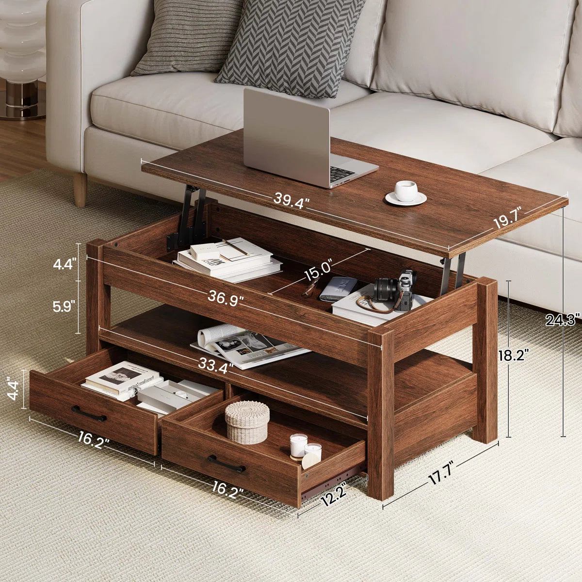 Coffee Table with Storage, Lift Top Coffee Table for Living Room